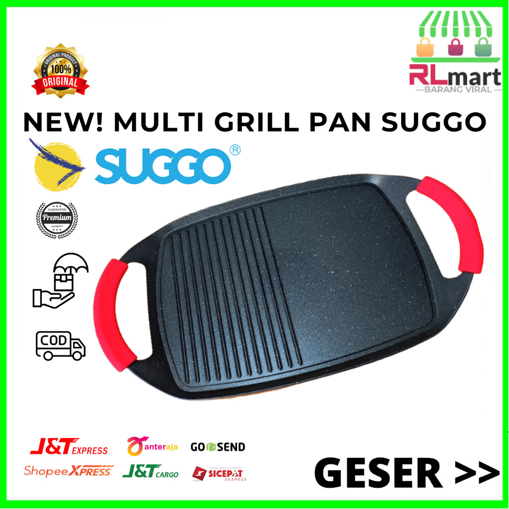 Premium Multi Grill Pan Panggangan Marble Serbaguna / Alat Bakar BBQ Murah Anti Lengket Tanpa Arang 
