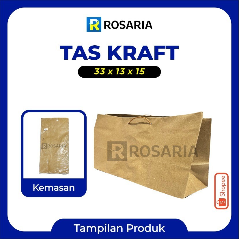 

TAS KERTAS 33 x 13 x 15 COKLAT PaperBag Kraft Souvenir Hajatan Kado Hampers Lusinan