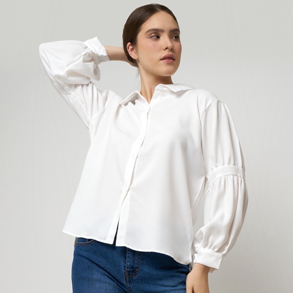 214229 Kemeja Wanita Lengan Puff