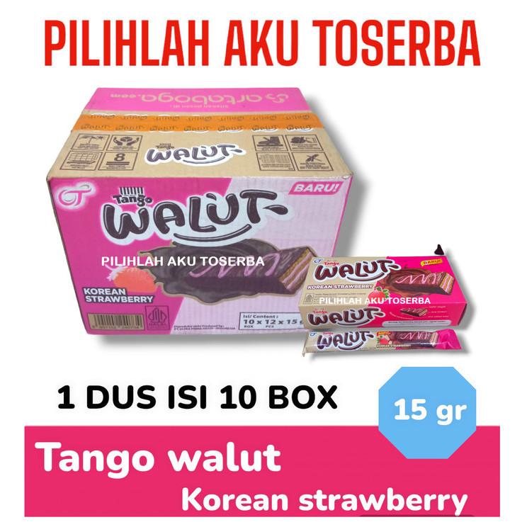 

Wafer Tango WALUT KOREAN STRAWBERRY isi 12 sachet - ( HARGA 1 DUS )