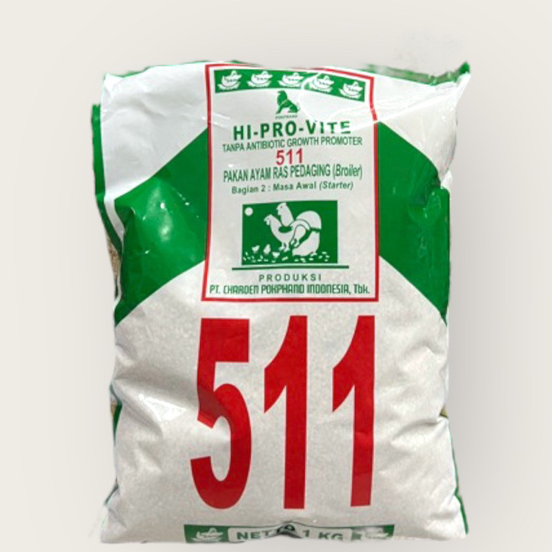 Makanan Pakan Ayam Pur Ayam Hi-Pro-Vite CP-511 Kemasan Pabrik 1KG Phokpand Pur Ayam Bangkok