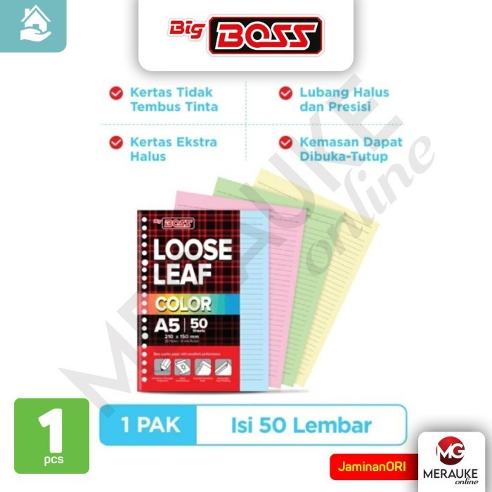 

Bigboss Loose Leaf Warna Garis Ukuran A5 Isi 50 Lembar