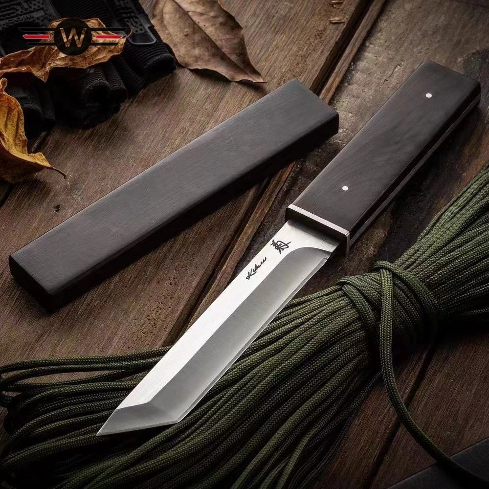 New Jutian D2 kuat tinggi keras pisau buah lurus pisau Pisau samurai Jepang Kekerasan tinggi pisau b