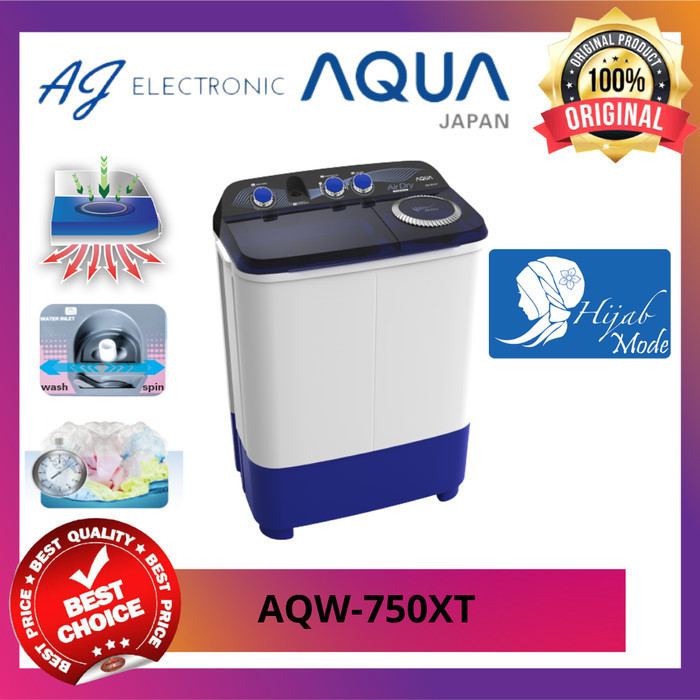 MESIN CUCI AQUA AQW-750XT / QW750XT / QW-750XT , 2 TABUNG Hijab Mode