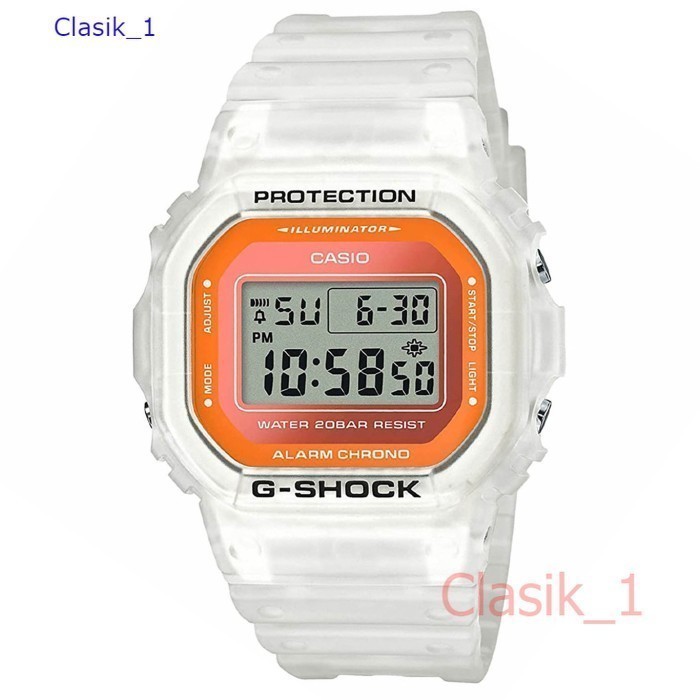 Original 100% Casio G-SHOCK DW-5600LS-7DR -Pria- Transparan Putih Garansi Resmi 2 tahun