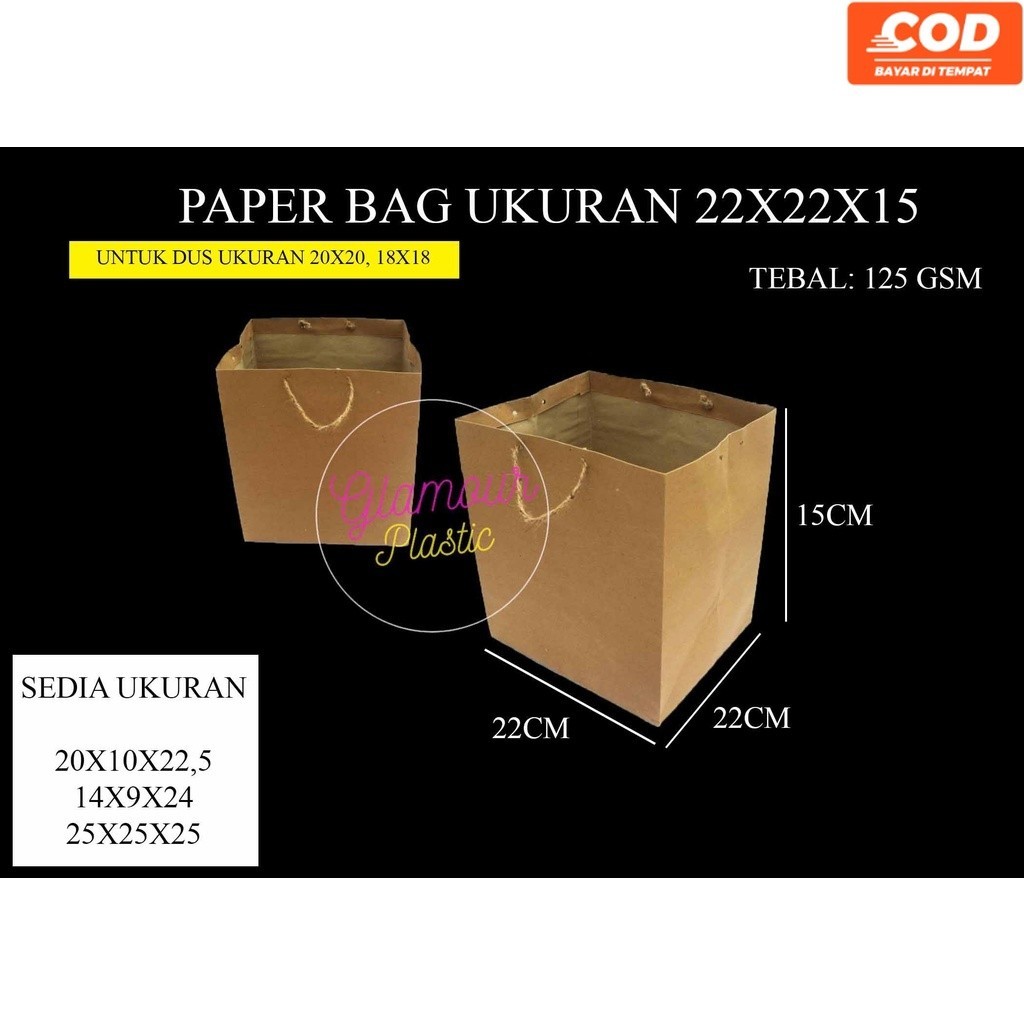 

Paper Bag Polos Ukuran 22X22X15 (1 pack isi 12 pcs) c/Tas Kertas/shopping bag/Tas belanjaan