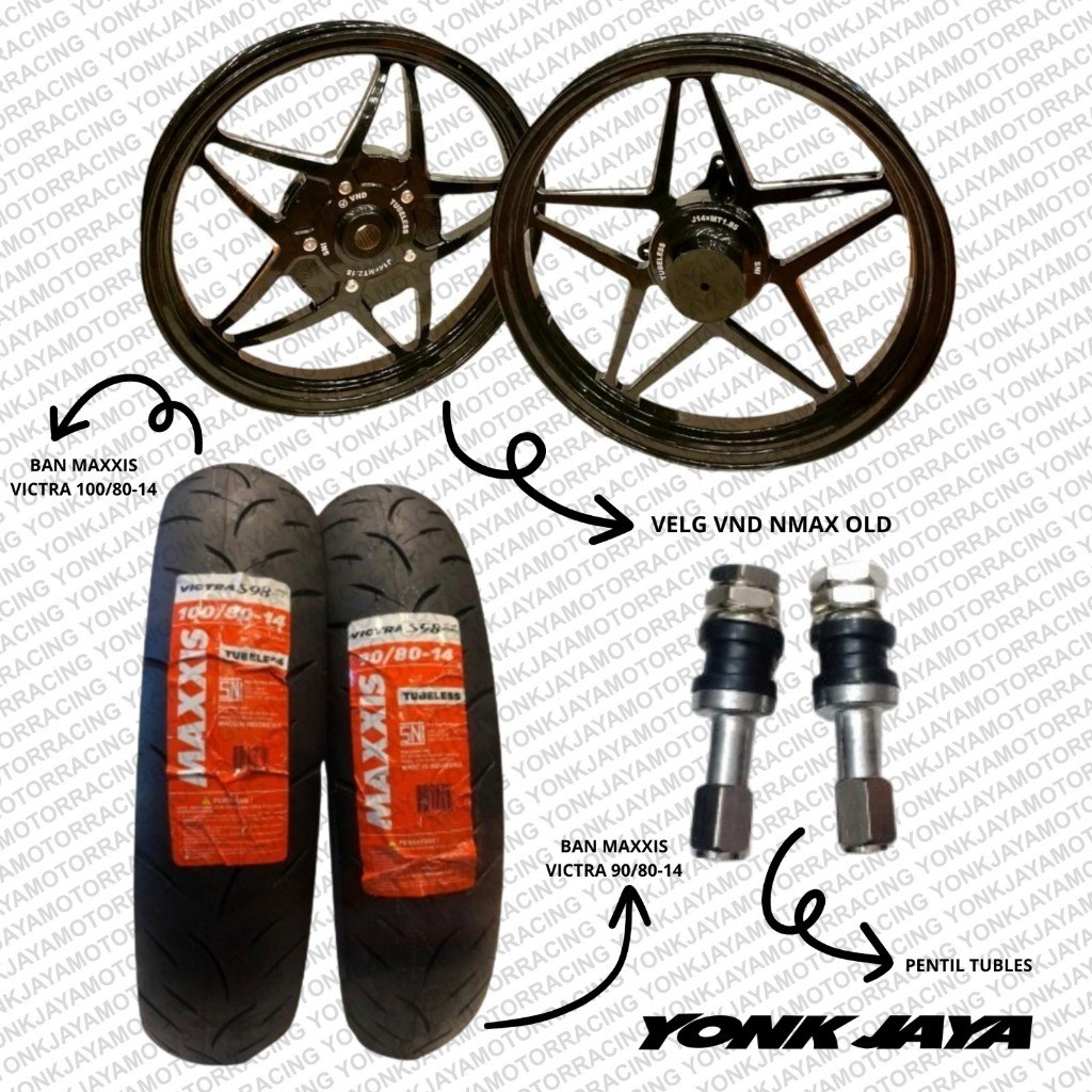 PAKET VELG VND BINTANG+BAN MAXXIS VICTRA+PENTIL TUBLES NMAX OLD BLACK