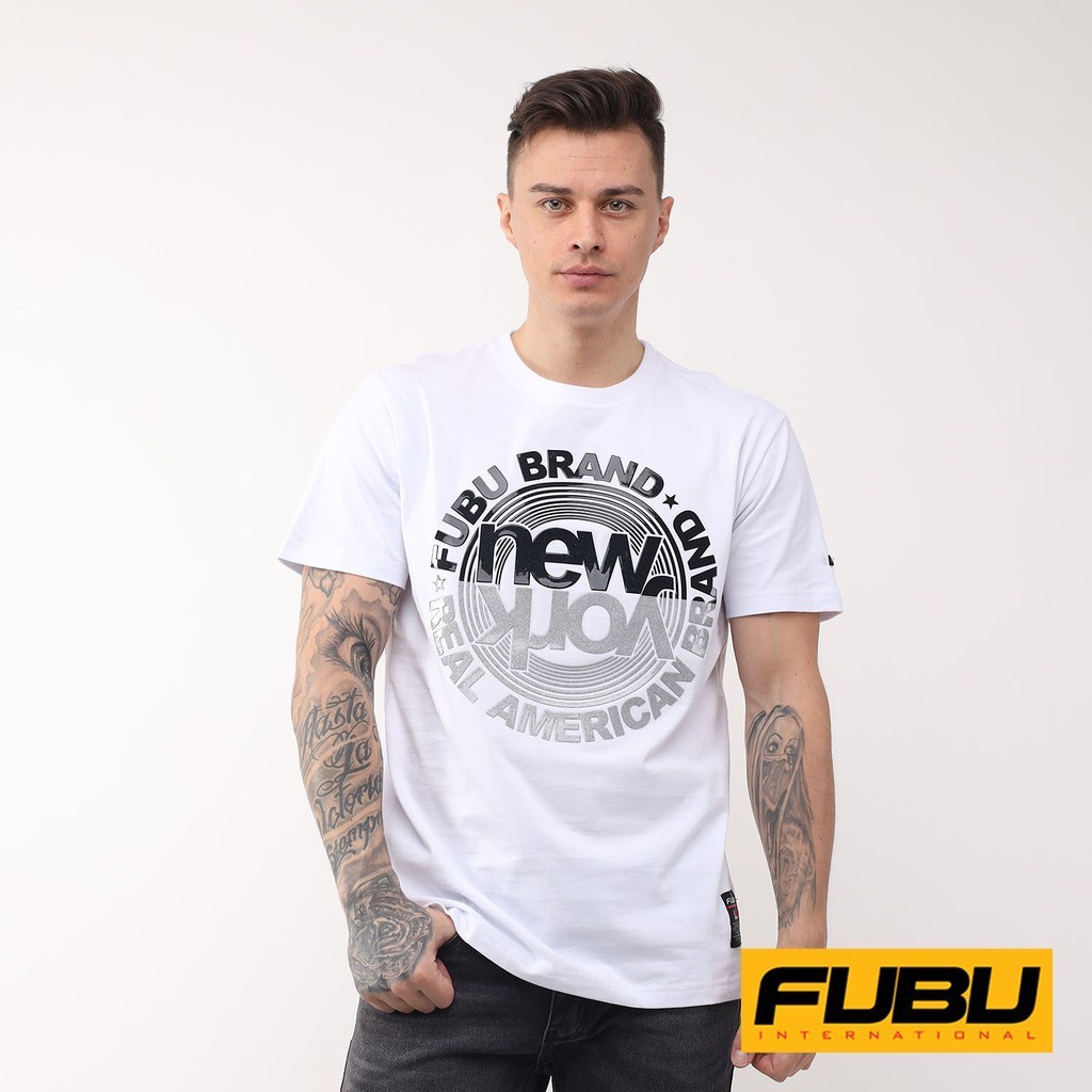 Original Design Fubu T-shirt Round Neck Muscle Fit White Casual printed tshirt Clothes For Men COD C