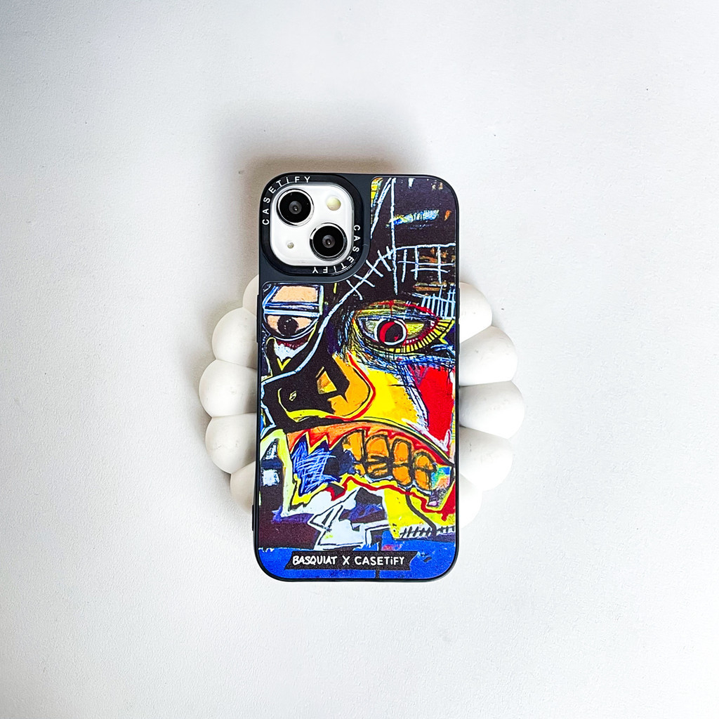 i.case_store 2 IMPACT Hard Case Kaca Motif Jean-Michael Basquiat Art Face Abstrak Compatible with iP