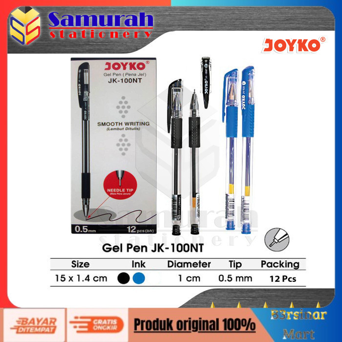 

[[KUALITAS TERBAIK]] Gel Pen Joyko JK 100 NT / Pulpen GelPen JK100 0.5 mm Pengel JK 100NT Hitam COD