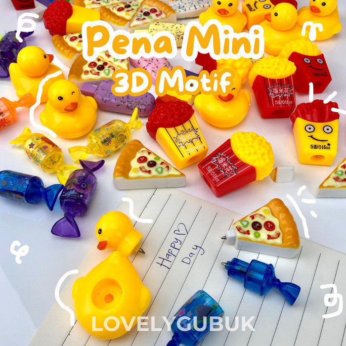 

[LOGU] Pena mini karakter lucu, Pena kecil souvenir, Pena Pulpen Balpoint 3D karakter
