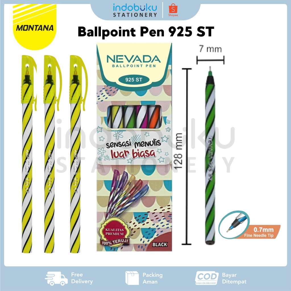 

Ballpoint Pen Nevada 925 ST Pulpen Spiral Nevada 925 ST Black - 1 Pack Isi 12Pcs