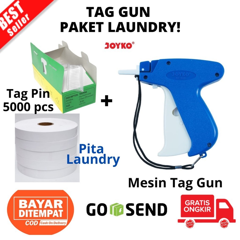 

[PROMO MURAH] [BAYAR DITEMPAT] Paket Laundry Alat tembak Tag gun Joyko & Tag pin & Pita label penanda