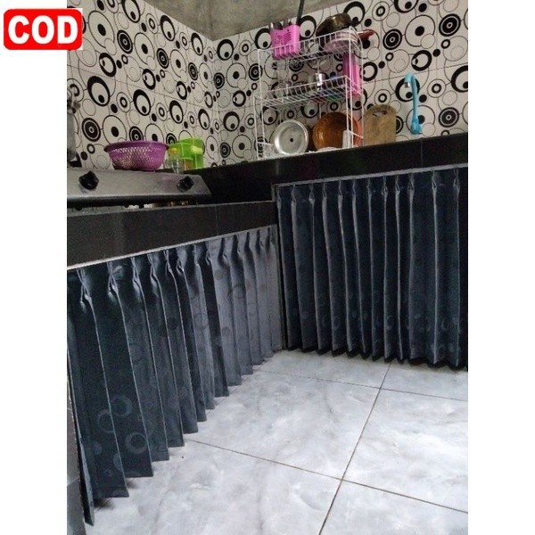 GORDEN,HORDENG,TIRAI MEJA KOMPOR/GORDEN KOLONG DAPUR MOTIF PULKADOT