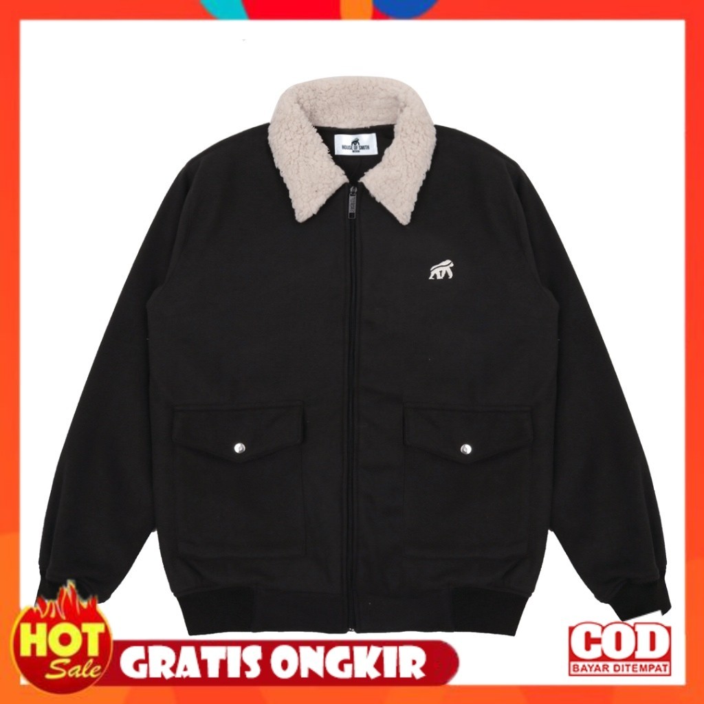 BAHAN HALUS ADEM TEBAL / House of Smith Jaket Pria - Lasket Black #4