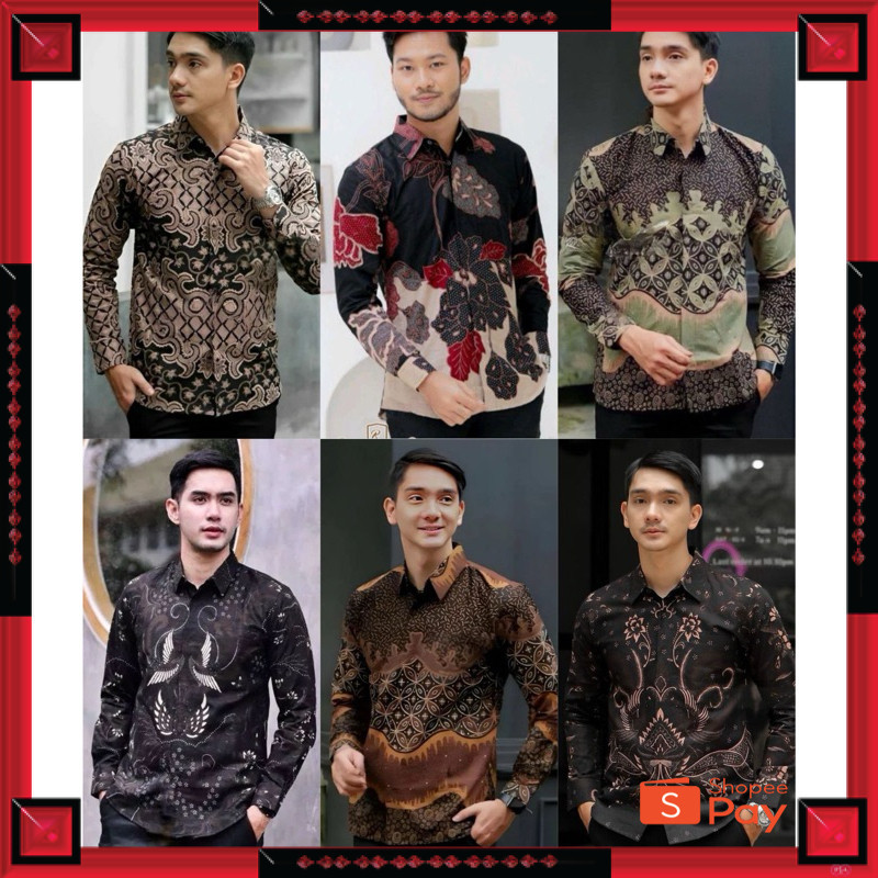 KAIN ADEM LEMBUT HALUS TEBAL / Baju Kemeja Batik Pria Dewasa Murah Lengan Panjang Modern Kondangan M