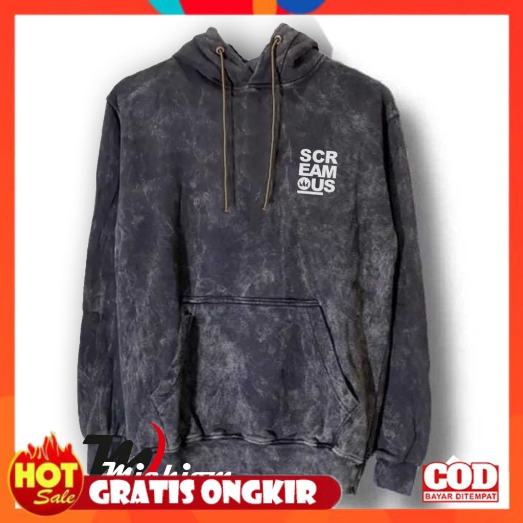[PREMIUM ORIGINAL] Jaket Hoodie Pria Washing Screamous Sandwash Tie Dye Oversize Cotton Tebal Premiu