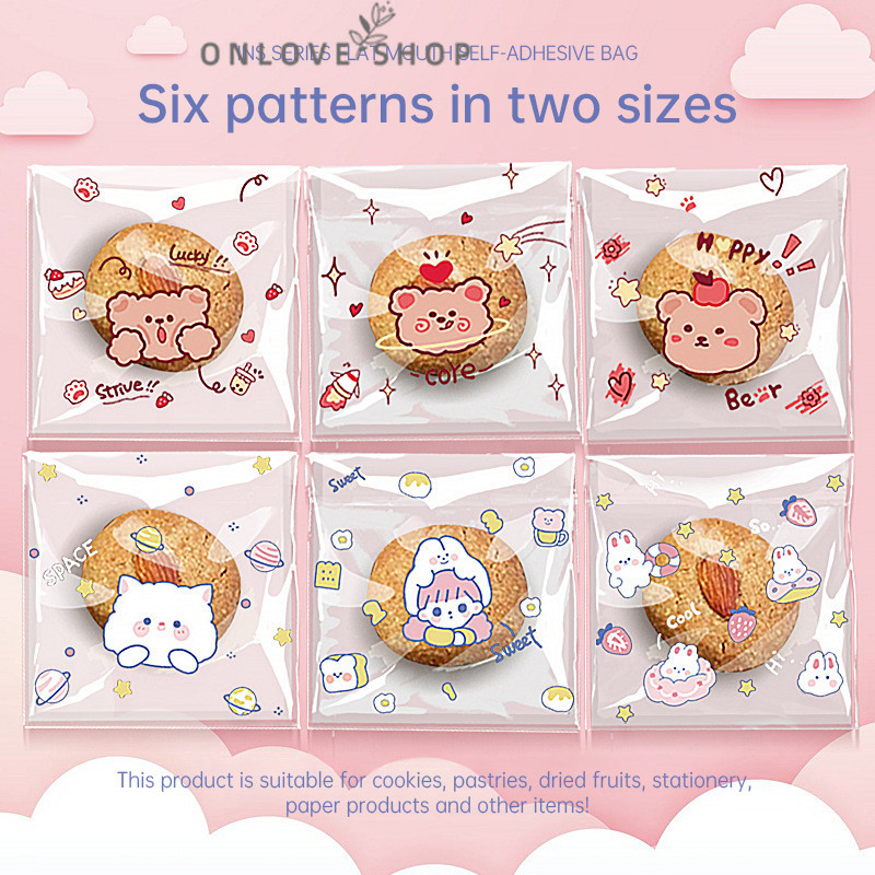 

Tas Kemasan Kartun Lucu Transparan Tas Perekat Diri Nougat Tas Kemasan Makanan Ringan onlove1