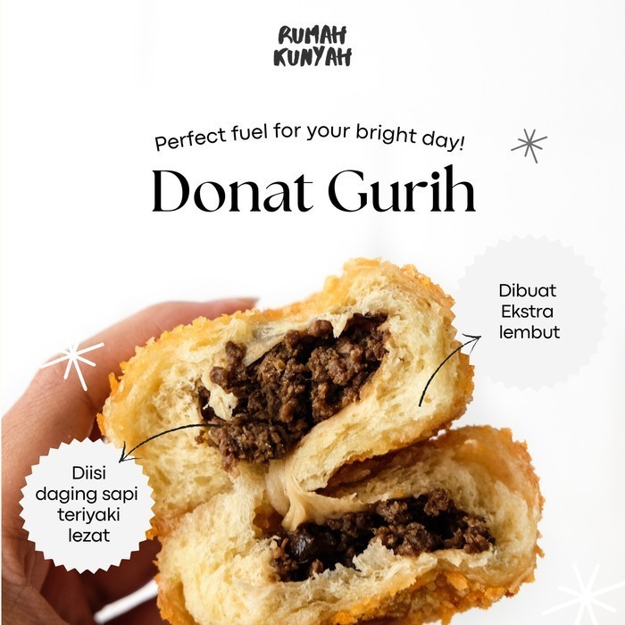 

Donat Kentang Rendah Gluten Tepung Jepang dan Isian Daging Teriyaki Halal Digoreng Coconut Oil