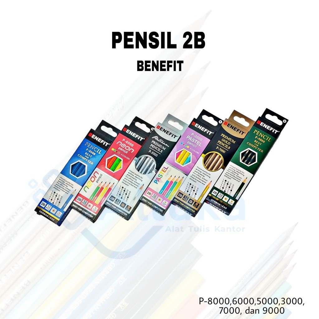 

(12pcs) Pensil 2B Silver Gold Neon Pastel Computer Biru Hijau premium BENEFIT