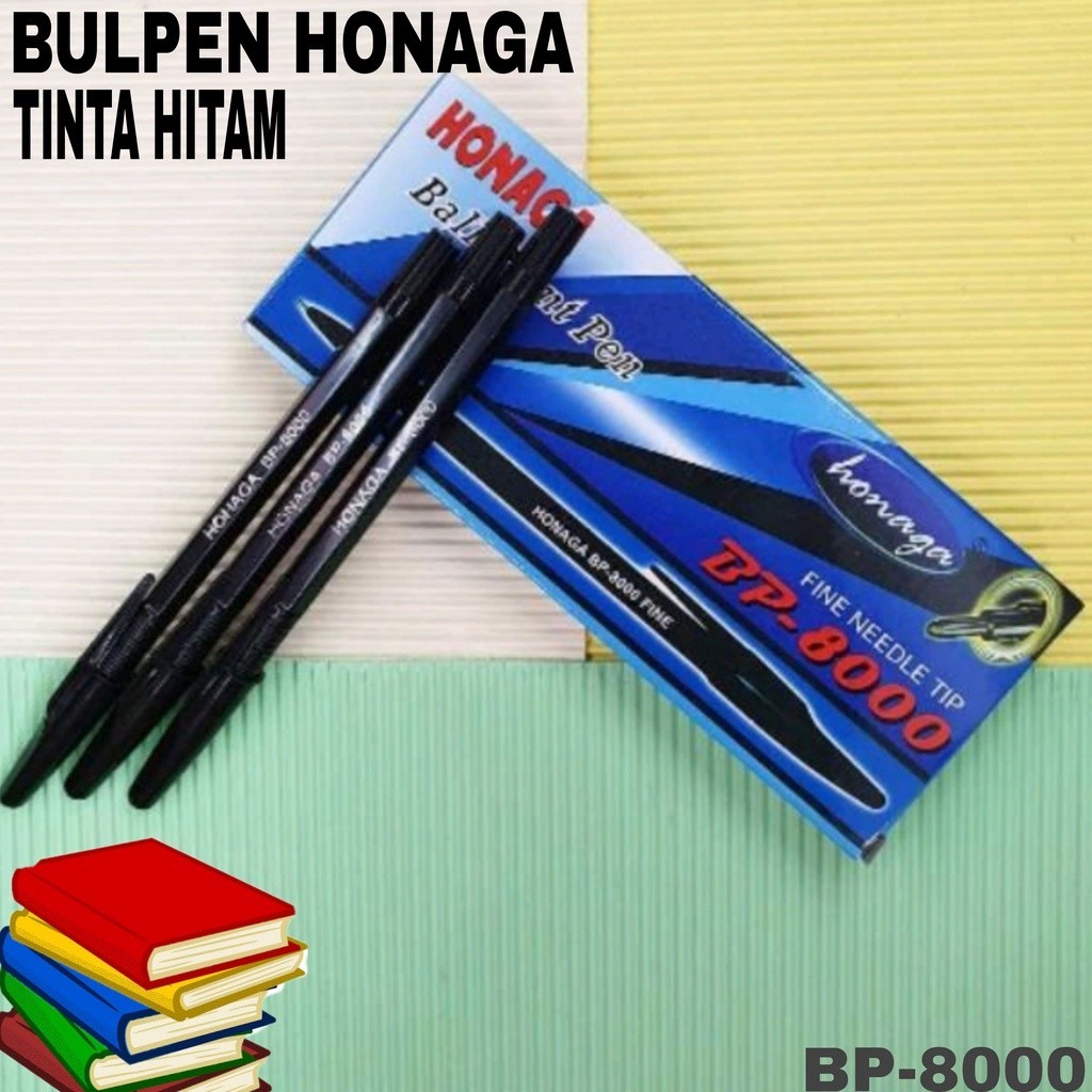 

(12 pcs) Bulpen Honaga BP-8000 Tinta Hitam Bulpen Murah