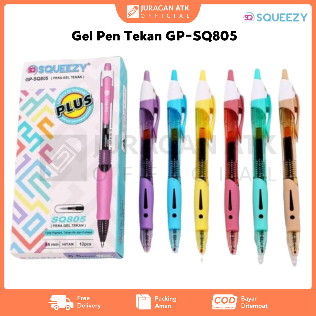 

Pulpen Gel Tekan Squeezy 0.5mm Tunta Hitam GP-SQ805 (1 Pack Isi 12pcs)