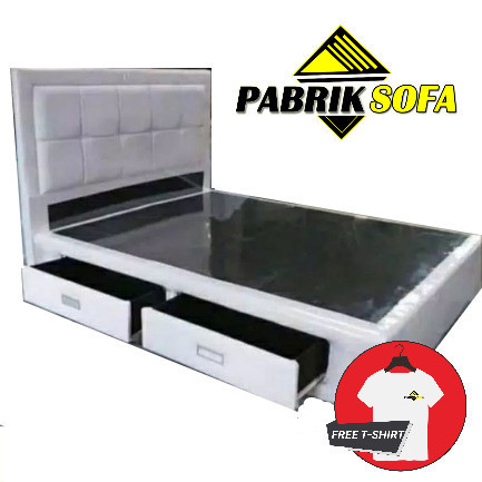 Dipan Divan Ranjang Laci + Sandaran Kasur Tempat Tidur SpringBed Busa Modern Minimalis Mewah BREBES