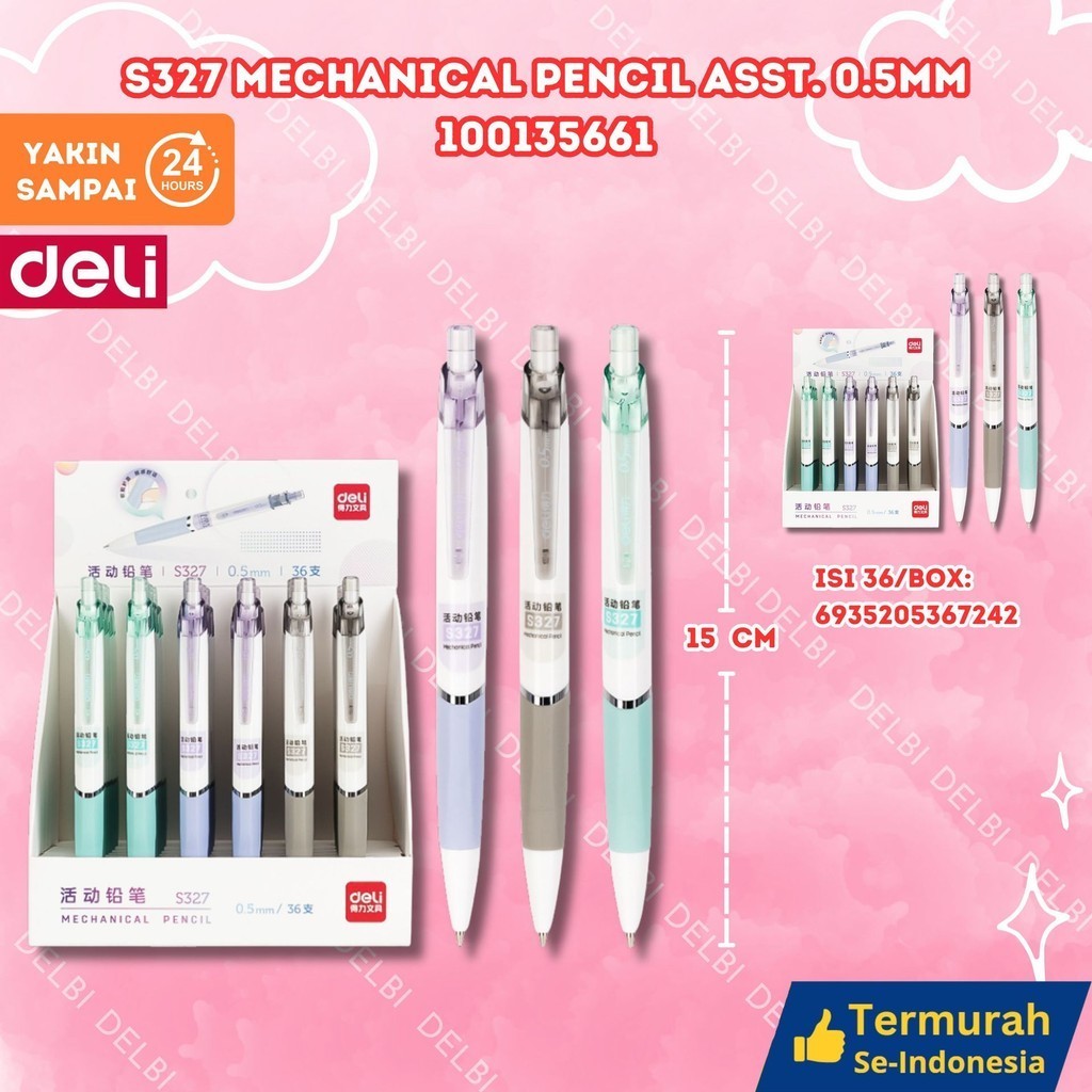 

Pensil Deli Pensil otomatis S327 MECHANICAL PENCIL ASST. 0.5MM