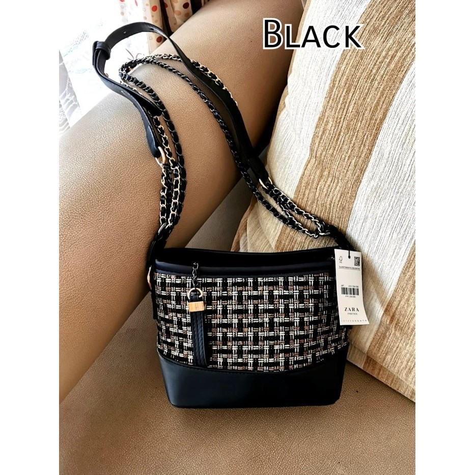 TAS WANITA ZARA KNIT GABRIELLE FREE PAPERBAG - BLACK