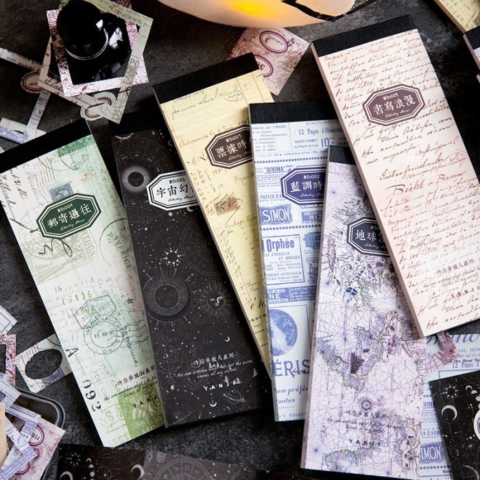 

Buku Junk Journal Material Supplies Scrapbook Isi 40 Lembar Kertas Border Vintage KIT