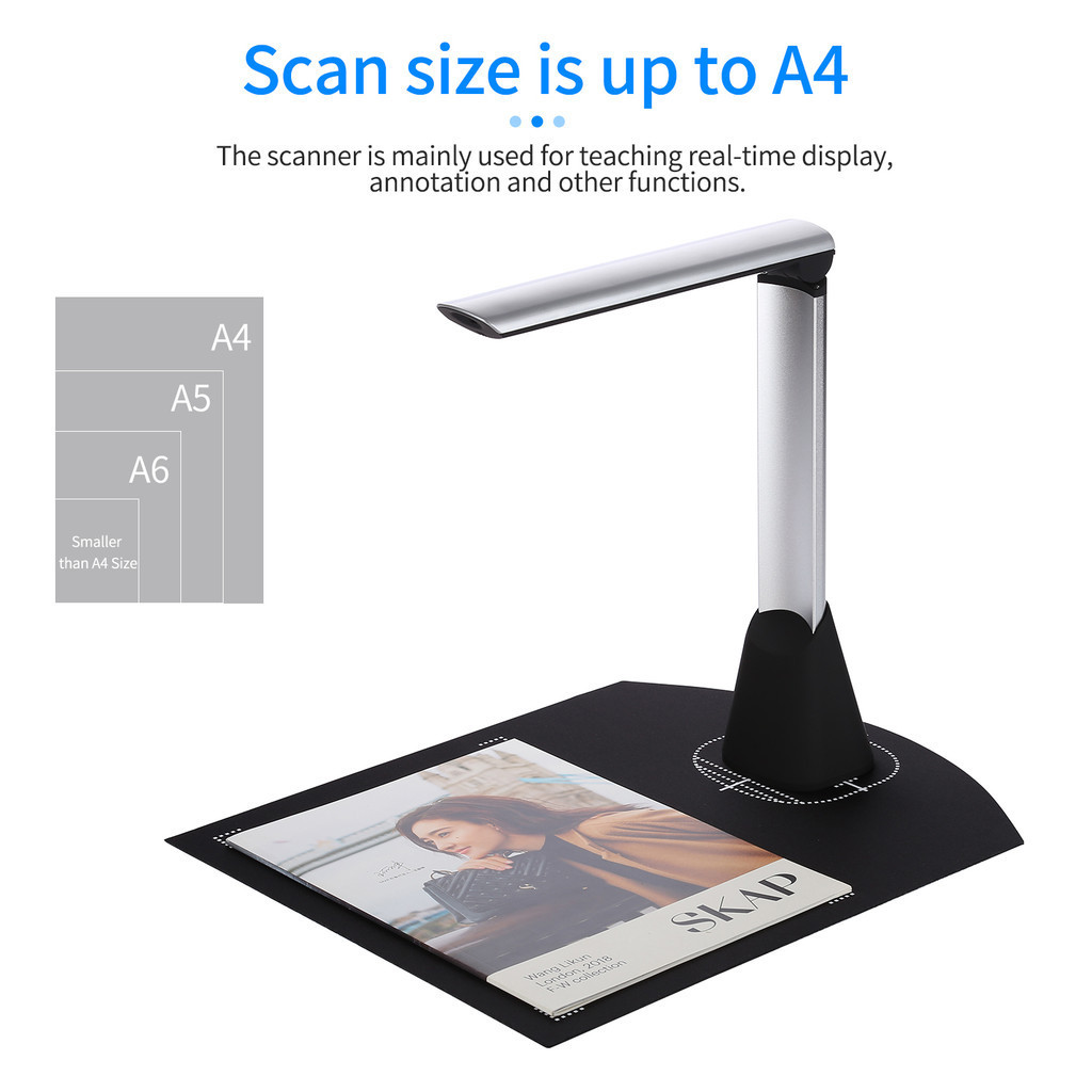 Aibecy BK34 Document Camera Scanner 5 MP HD Camera A4 Capture Size LED Book Scanner for Classroom Te
