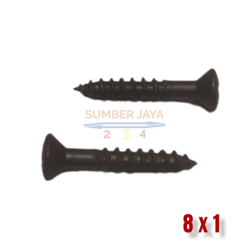 Sekrup Skrup Sekerup TPJP 8 x 1 Hitam PER 50 PCS Skrup Taping Tapping Screw Baut Kepala Bulat Kepala
