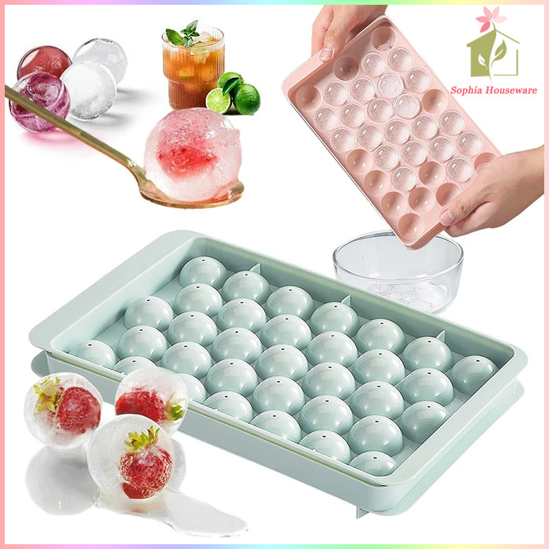 Cetakan Es Batu Bulat 33 Cube Ice + penutup cetakan / Cube Tray Cetakan Jelly / Ice Cube Tray