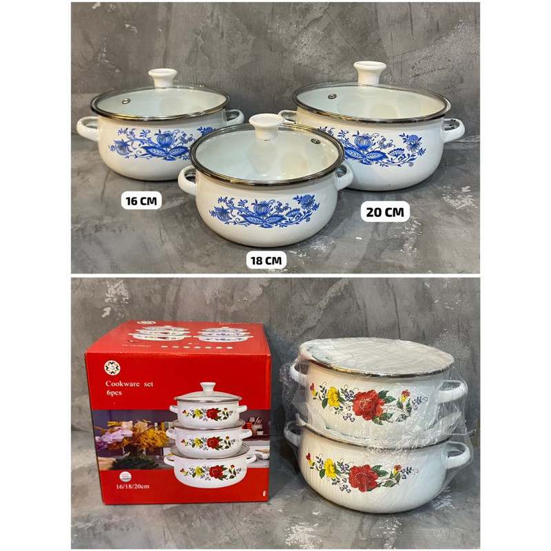 PANCI BUNGA 3 SUSUN COOKWARE TUTUP KACA / PANCI 3 SUSUN MOTIF BUNGA / PANCI 3 SUSUN TUTUP KACA