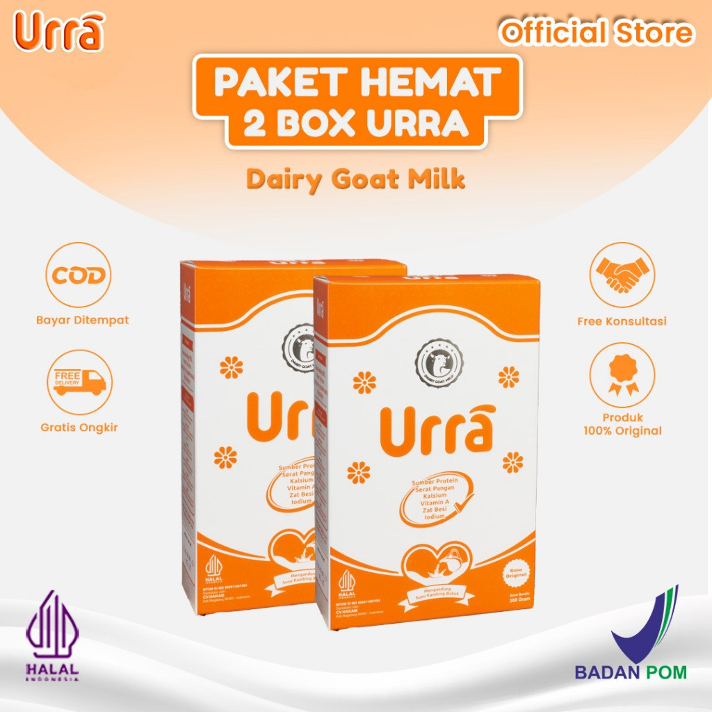 

Bisa COD Urra Paket 1 BOX URRA Susu Kambing Saanen Untuk Penambah Berat Badan & Tinggi Badan Anak - 2 Box