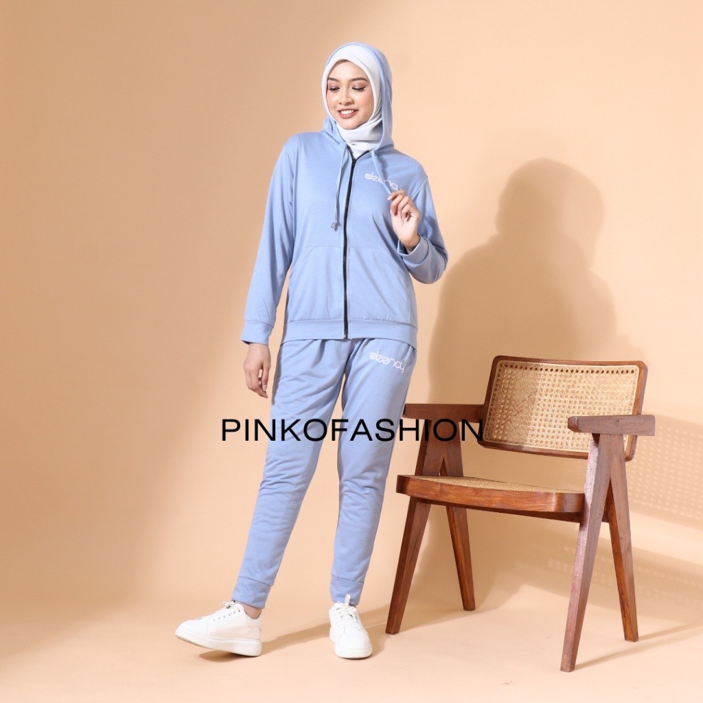 PIK - Setelan Training Delia Hoodie L XL XXL 3XL 4XL Training Wanita Jumbo Baju Olahraga Muslim
