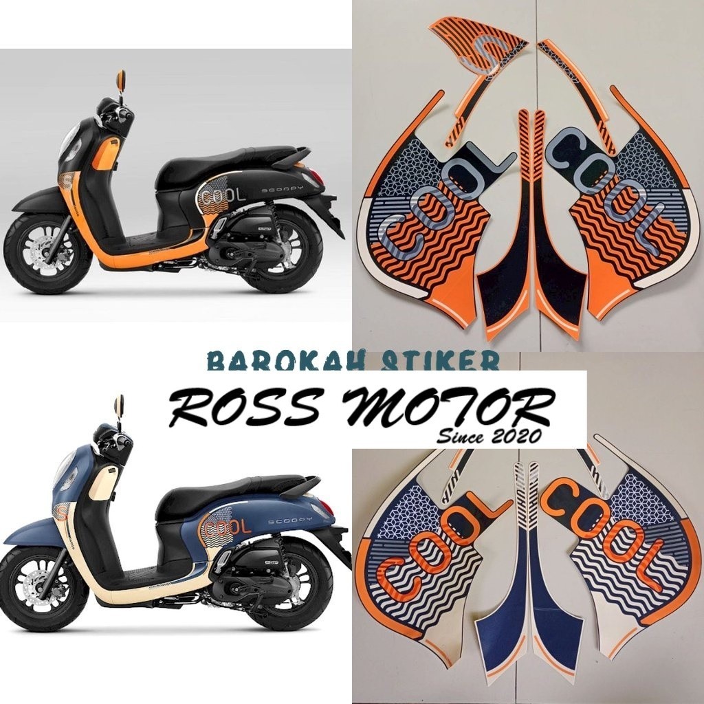 Striping stiker polet list motor Honda Scoopy 2021 2022 sporty fashion hitam black blue biru cream c