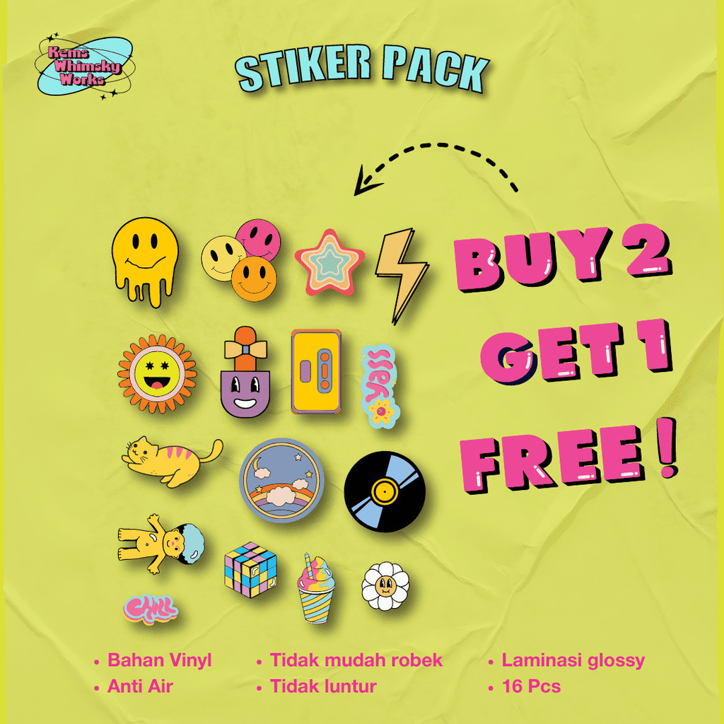 

(BUY 2 GET 1) STIKER PACK AESTHETIC LUCU UNTUK CASE HANDPHONE TUMBLR LAPTOP STICKER VINYL DEKORASI