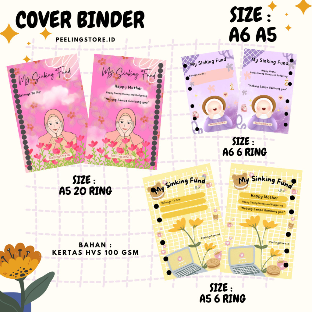 

Cover Binder A6 A5 | Pembatas Binder A6 A5 | Binder divider Saving challenge sinking fund