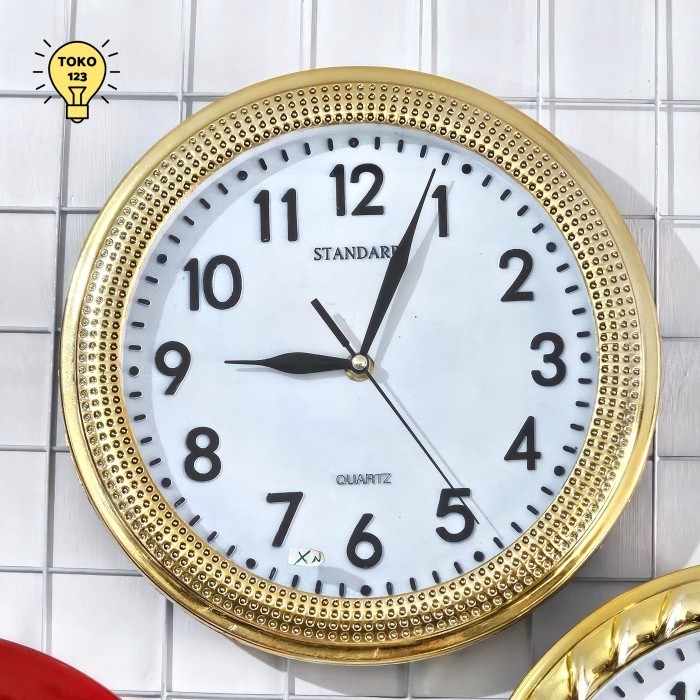 Jam Dinding STANDARD 30 cm Polos Warna Gold Emas Estetik Elegan Makassar Dekorasi Hiasan Dinding Kad