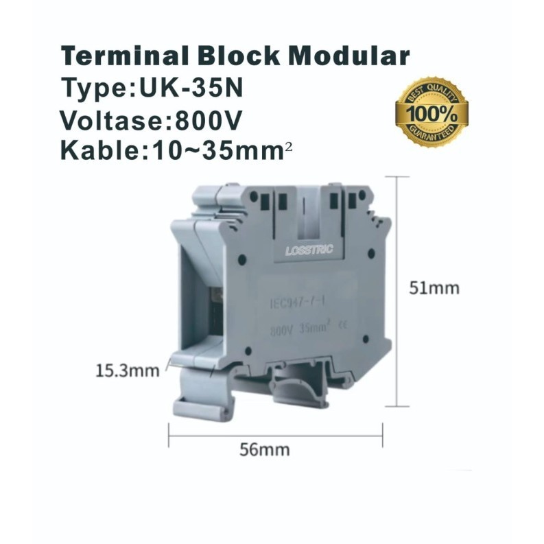 Terminal Block Modular UK-35N 800V (10~35mm)  Din Rail