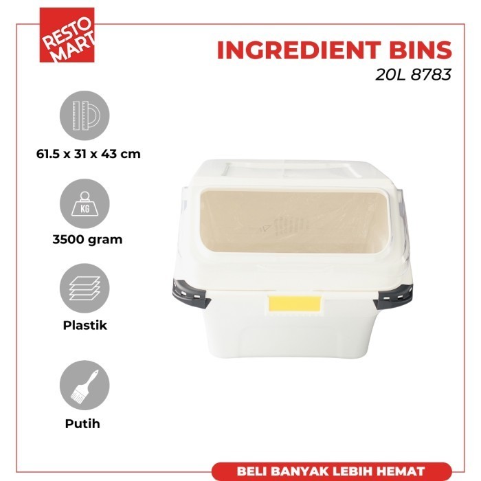 Tempat bumbu / Tepung / Beras / Ingredient Bins 20 Liter RESTOMART Plastik (2535009)(F1)