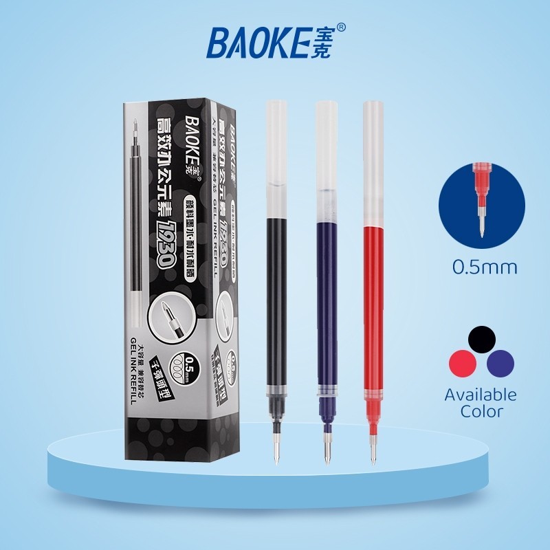 

BAOKE 12Pcs/box Gel Pen Refill / Pulpen Gel Isi Ulang 0.5mm Hitam/Biru/Merah Halus Menulis Kapasitas Besar Pena Isi Ulang PS1930