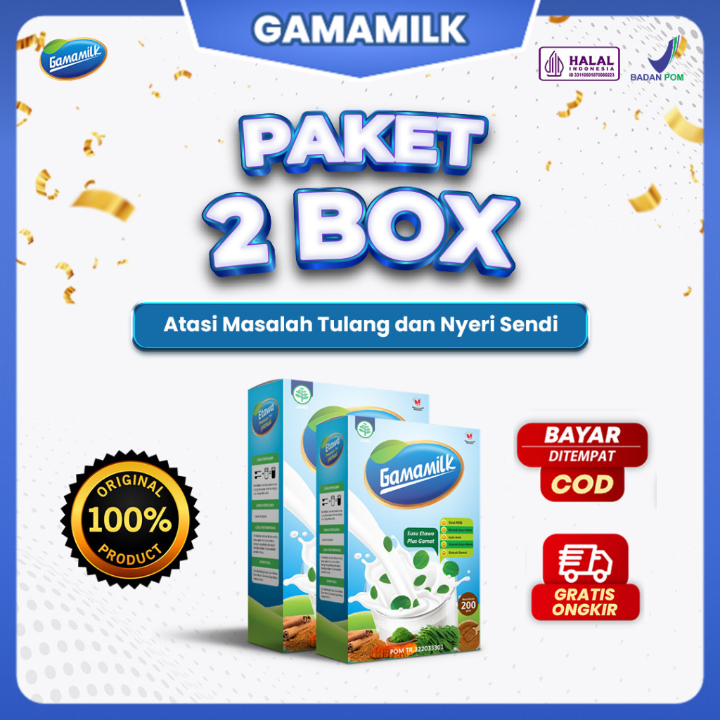 

(2 BOX) GAMAMILK Susu Etawa Paket Solusi Atasi Rematik/Asam Urat/Nyeri Sendi & Tulang