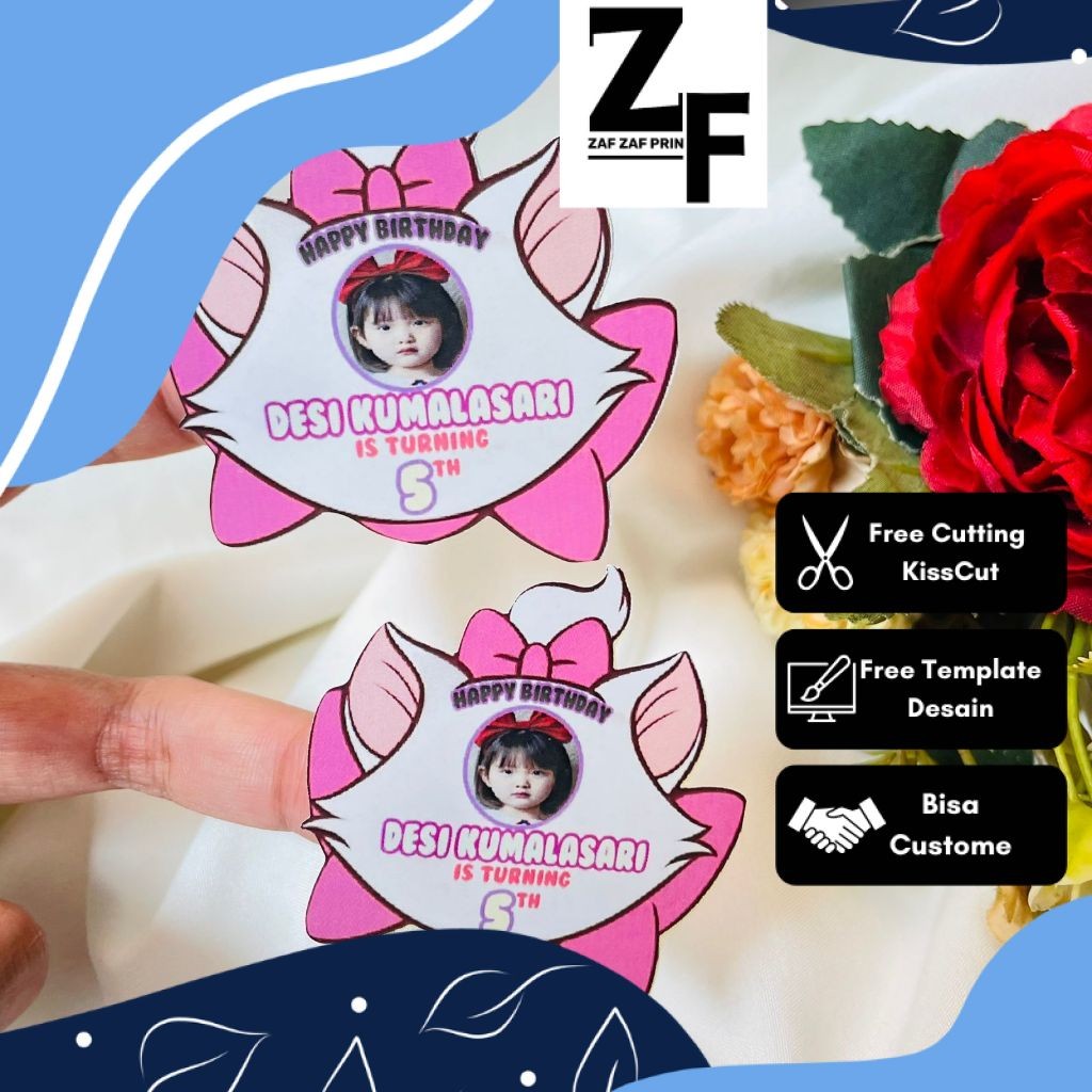 

ZAF 4-8 Sticker Karakter Ulang Tahun Anak Stiker Ultah Free Design Template Birthday Chromo