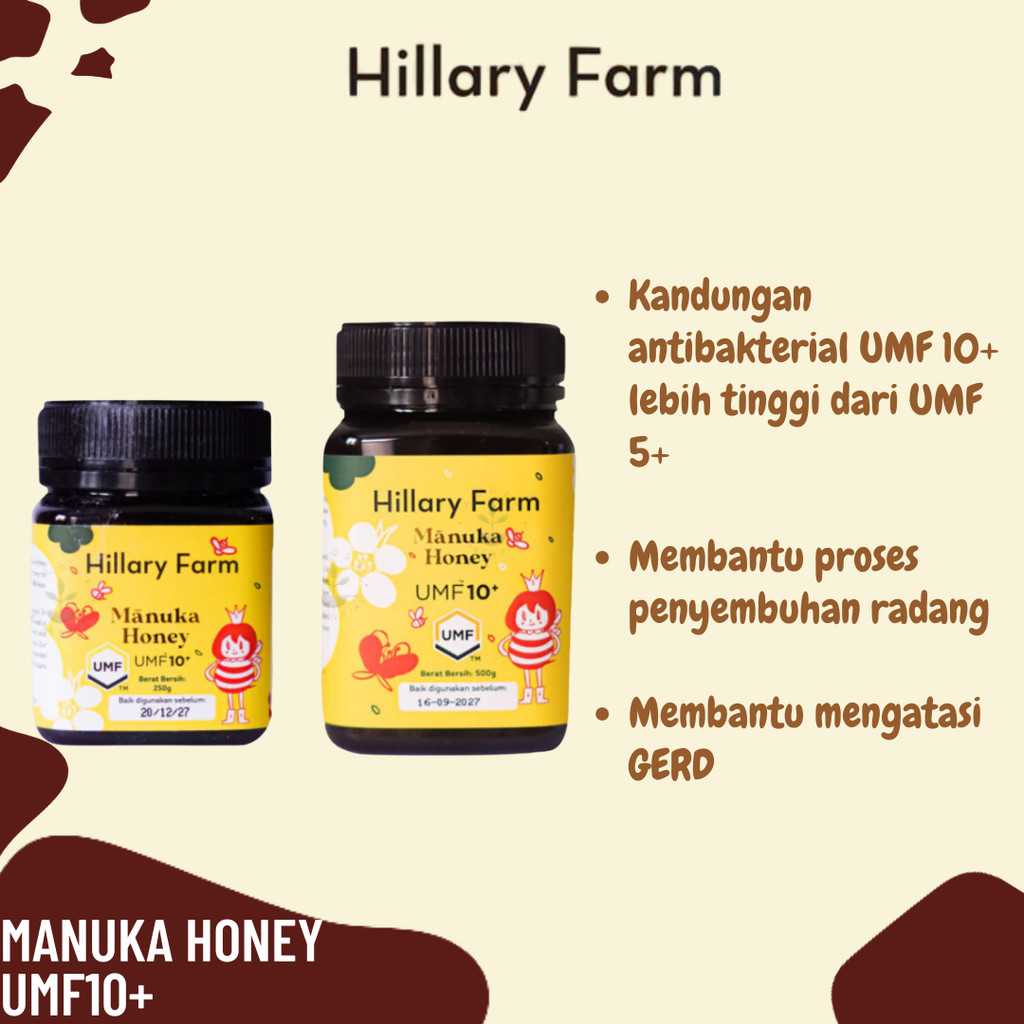 

Hillary Farm Manuka Honey UMF10+ 500gr & 250gr - Madu Manuka New Zealand