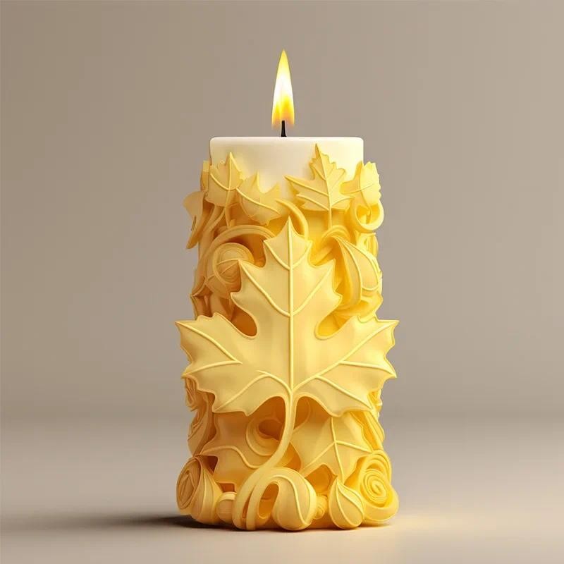 

Zackoo Leaf Cylindrical Candle Silicone Mold DIY Handmade Maple Leaf Column Wedding Souvenir Gift Candles Making Supplies