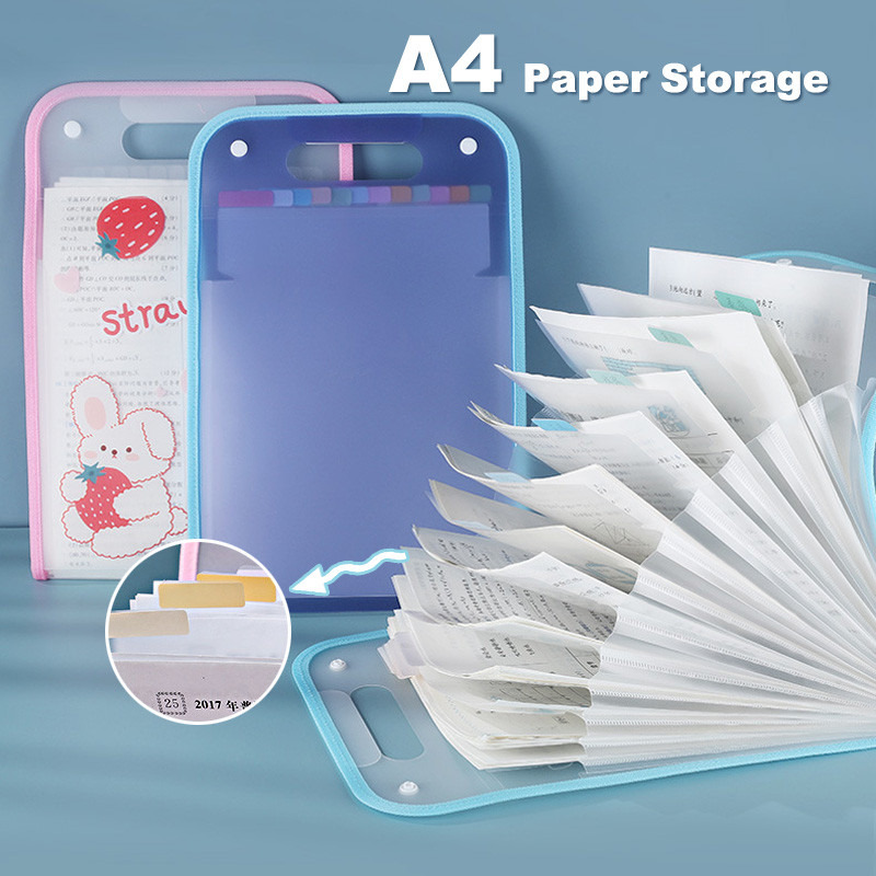 

A4 Folder Paper Organizer Storage 13Layer Large Capacity Cute Students School Office Desks Document Classification Expansion Bag