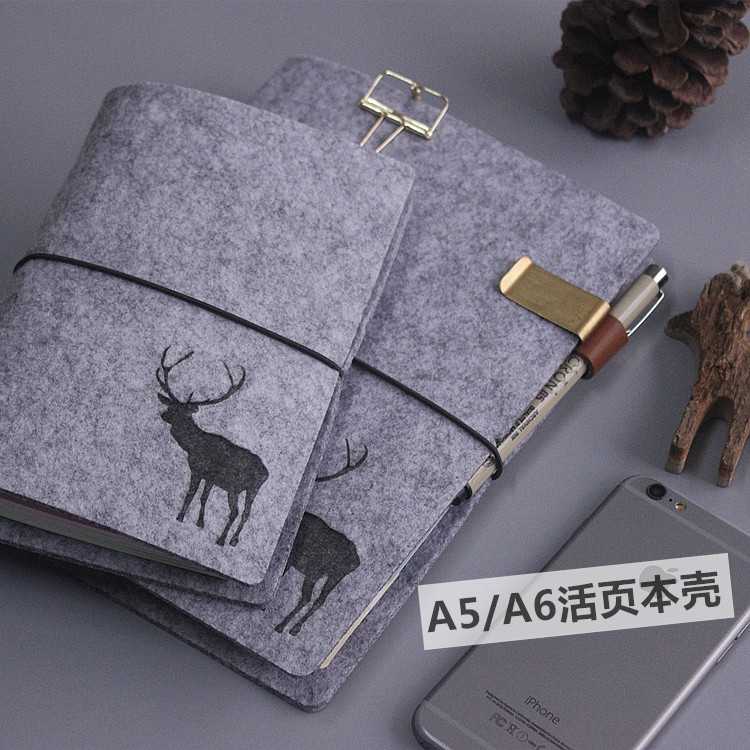 

Deer Tower Camera 6-Hole Loose-Leaf Shell Notebook Cover A5 A6 Soft Felt Cover