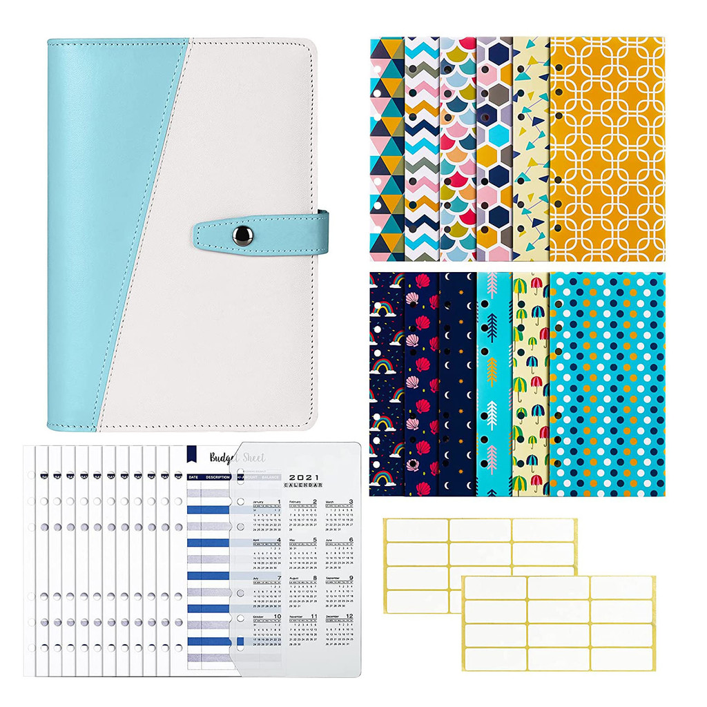 

A6 PU Leather Budget Binder Cash Envelopes for Budgeting, Money Planner Organizer with Cash Envelope Budget Sheet and Labels